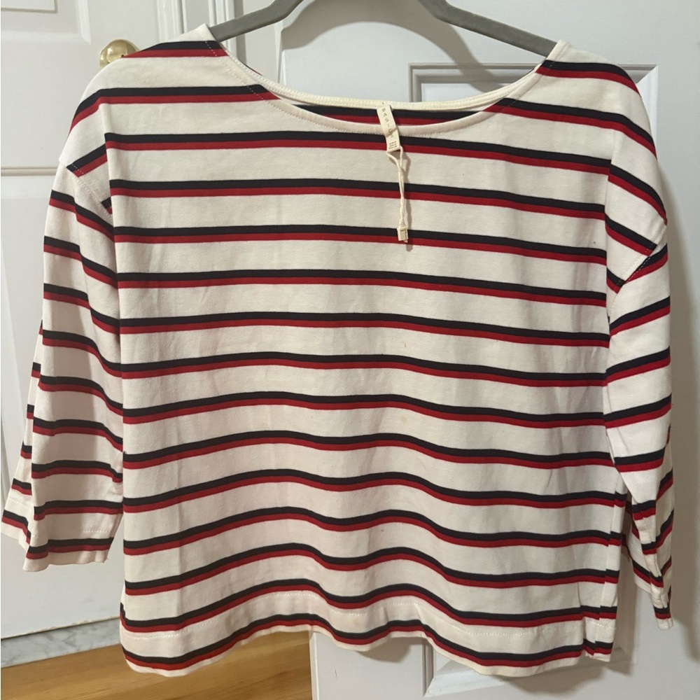 Stradivarius Red and White Striped Long Sleeve Top
